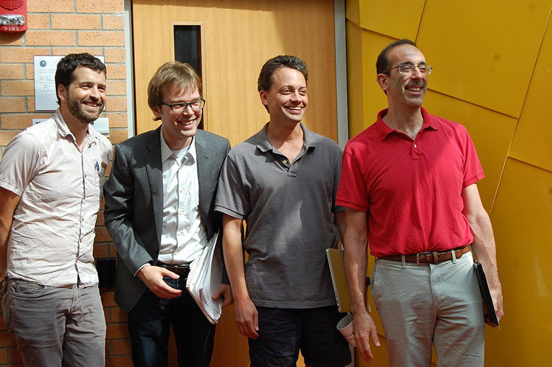 Eirik at his thesis defense, with Professors Sam Madden, Rob Miller, and David Karger on the doctoral committee.