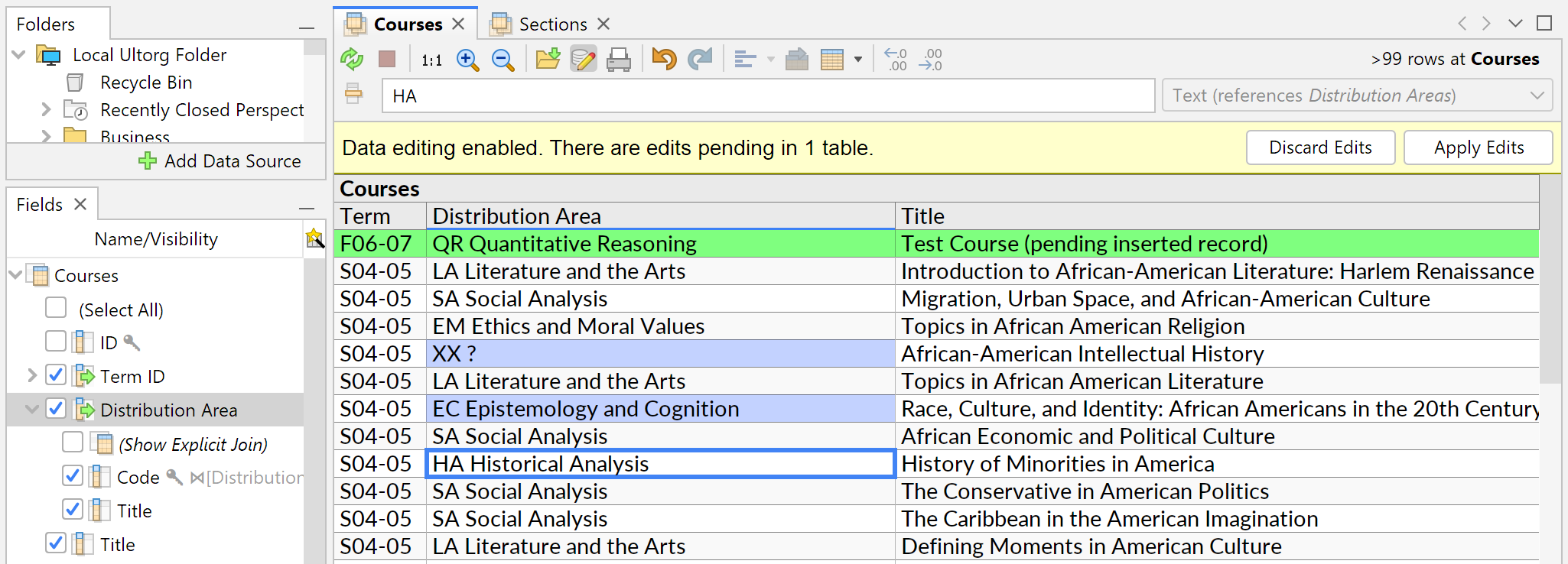 Screenshot showing reference edits in fields shown using the Compact Join format.