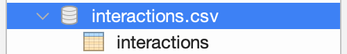 The data source icon of a CSV file source, with a single data table icon underneath.