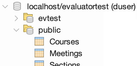 A data source with tables organized in multipled schema folders.