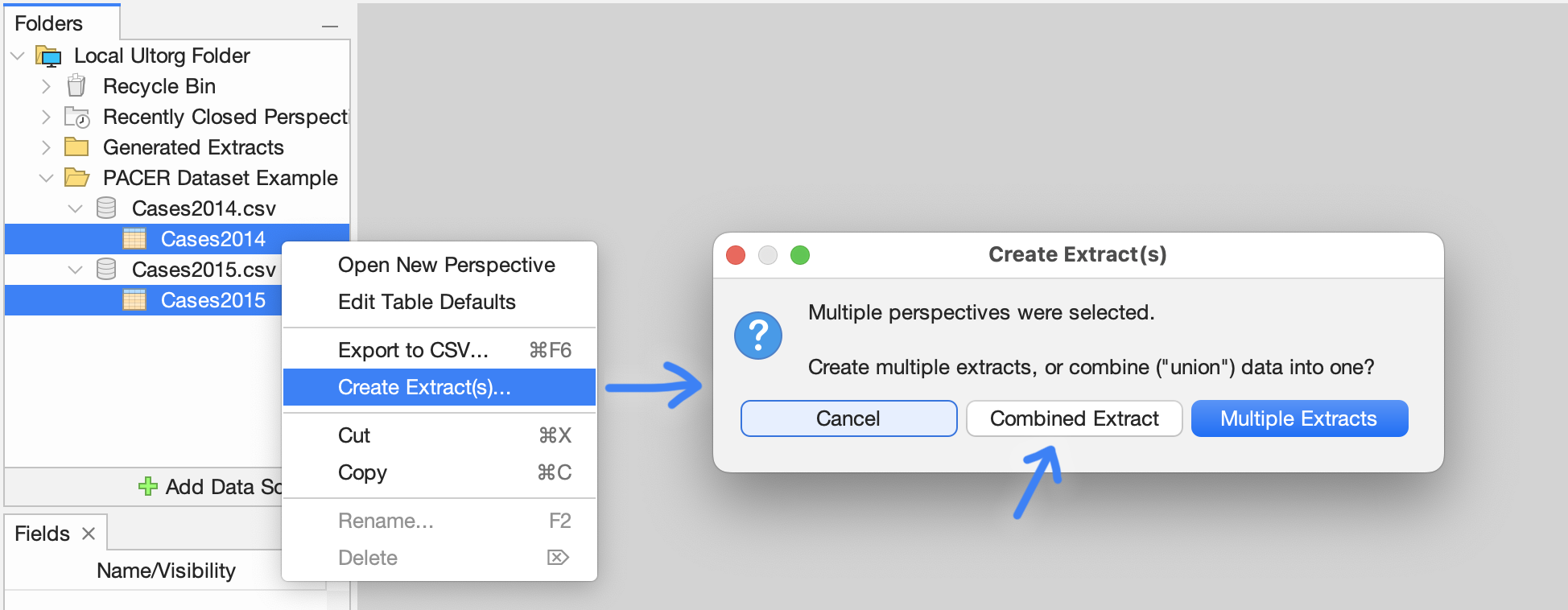 The option to combine multiple tables into a single UNIONed extract table.