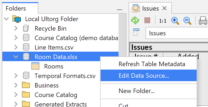 The Edit Data Source action in the context menu.