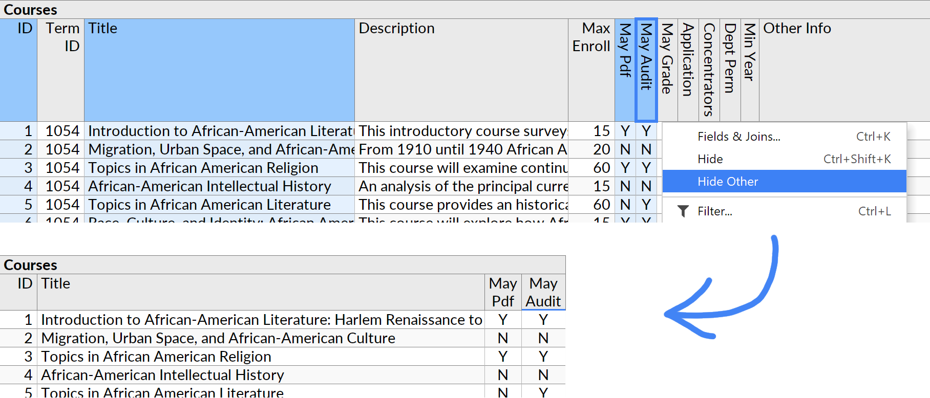 The Hide Other action.