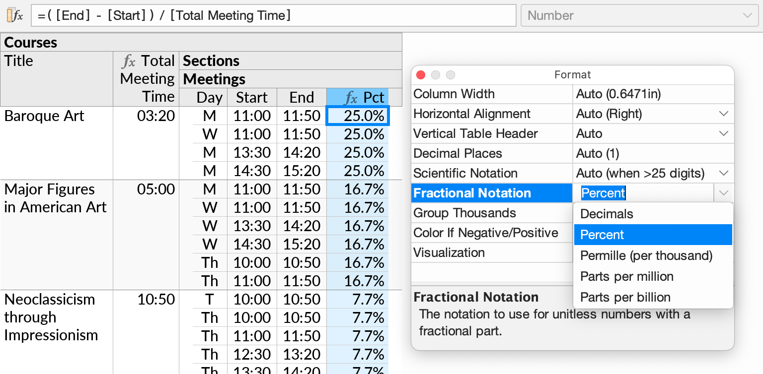 The Fractional Notation format option.