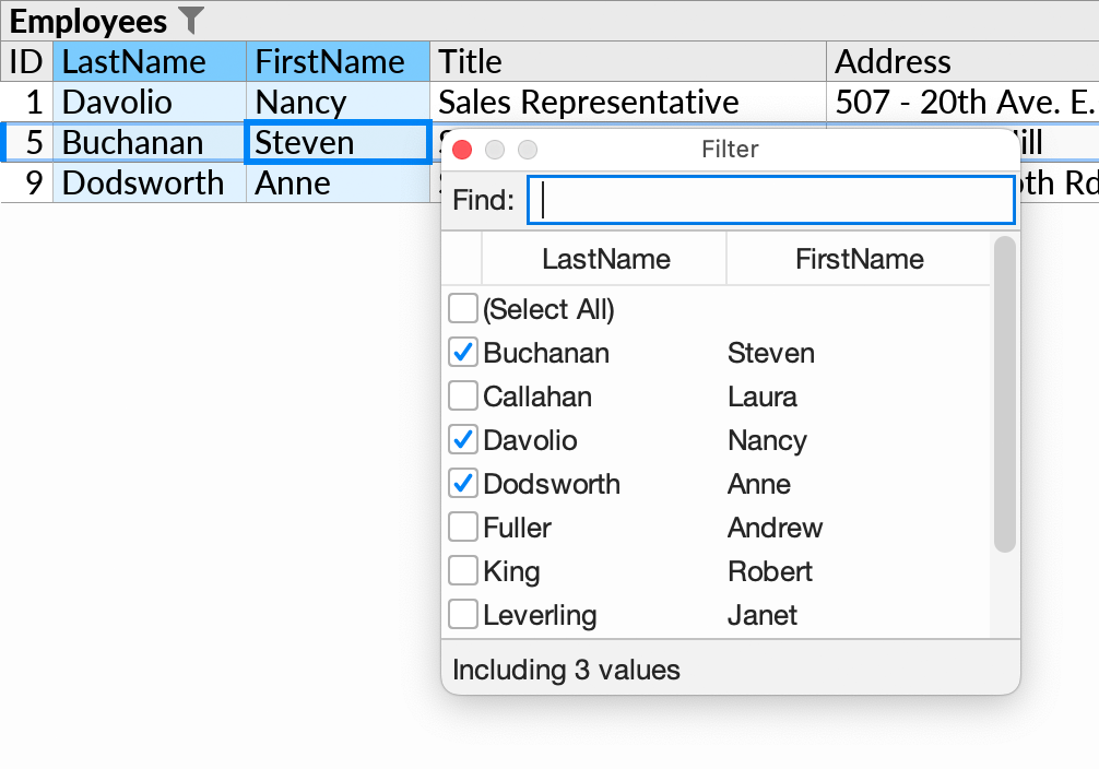 A filter over multiple primitive fields.