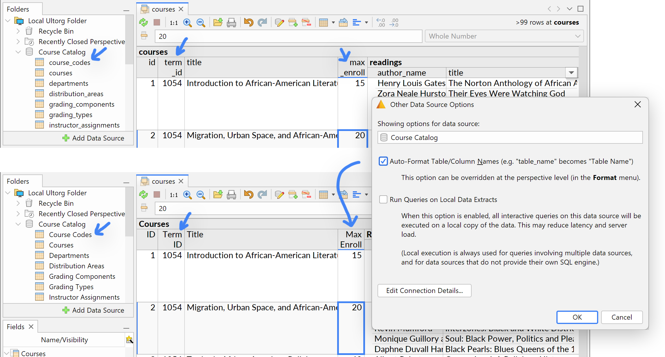 The Auto-Format Table/Column Names Setting.