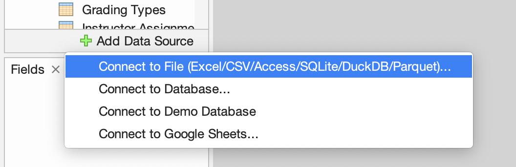 The Connect to File action.